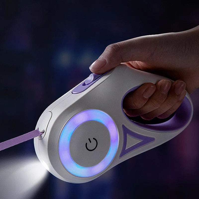Guia RGB Retrátil com Lanterna LuminaRGB | Para Cachorro e Gato - BonoPet